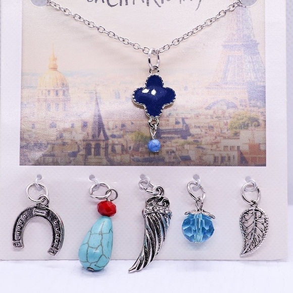 Cross Charm Necklace with Multiple Charms - Picture 4 of 6